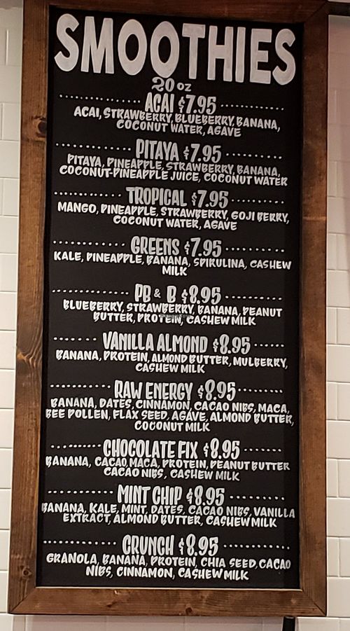 Smoothie Menu at The Blend in Oxnard