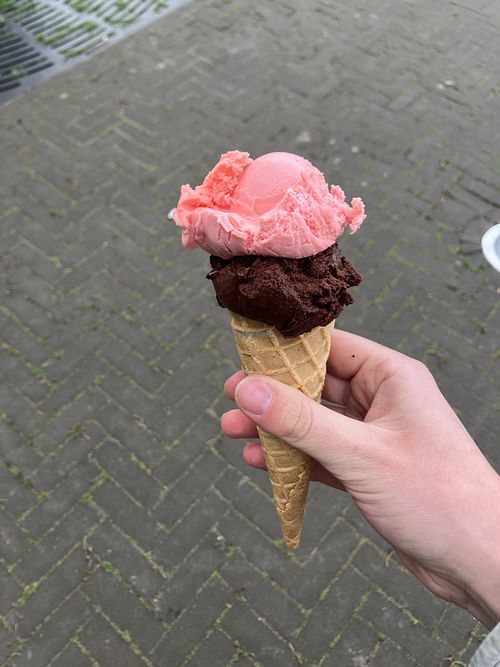 Dark chocolate and watermelon   at IJssalon La Dolce in Coevorden