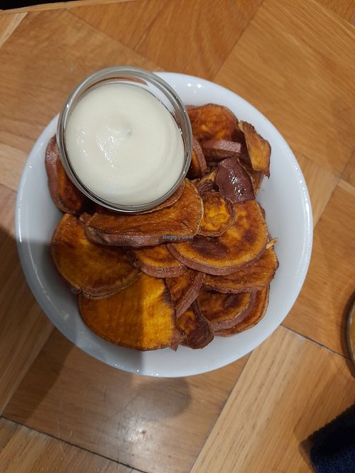 Sweet potato chips and mayo at Seed in Luxembourg City