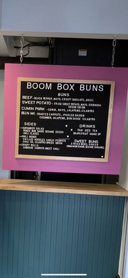 Menu at Boom Box Buns in Cincinnati