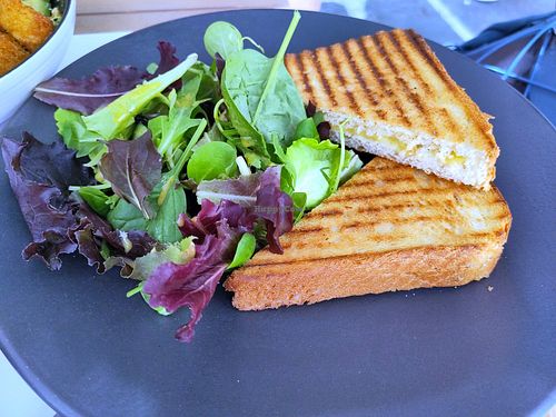 Vegan grilled cheese at Fotis All Day Bar in Naoussa