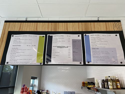 Juice Bar menu at Valley Natural Foods Co-op in Burnsville