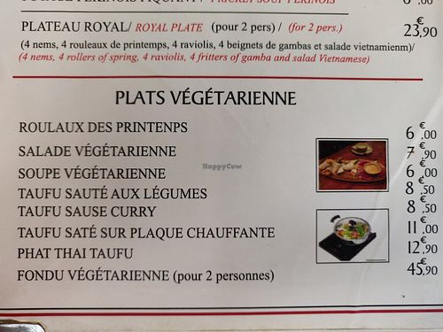 Menu at Hanoi in Cap Dagde