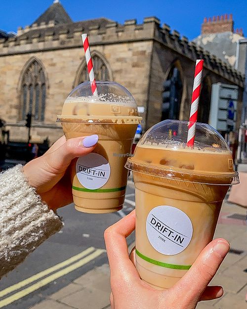 iced lattes (left caramel, right coconut) at Drift-In in York