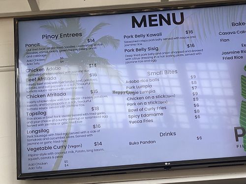 Vegan 🌱 menu at Pinoy Filipino Restaurant in St Petersburg