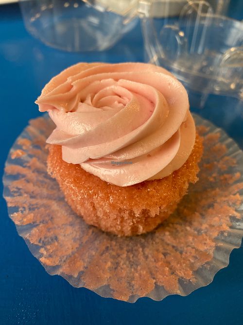 Strawberry cupcake - YUM!! at Earth Based Cafe in Martinsburg