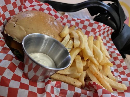 Burger with bacon and caramelised onion at Plant Base in Lisbon
