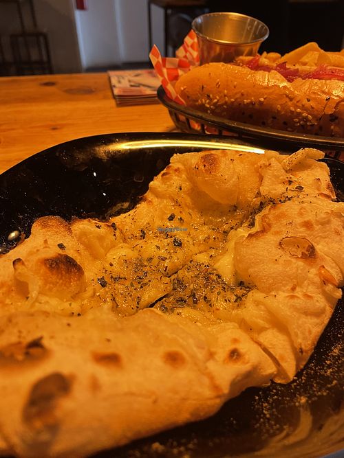 Garlic and cheese bread  at Plant Base in Lisbon