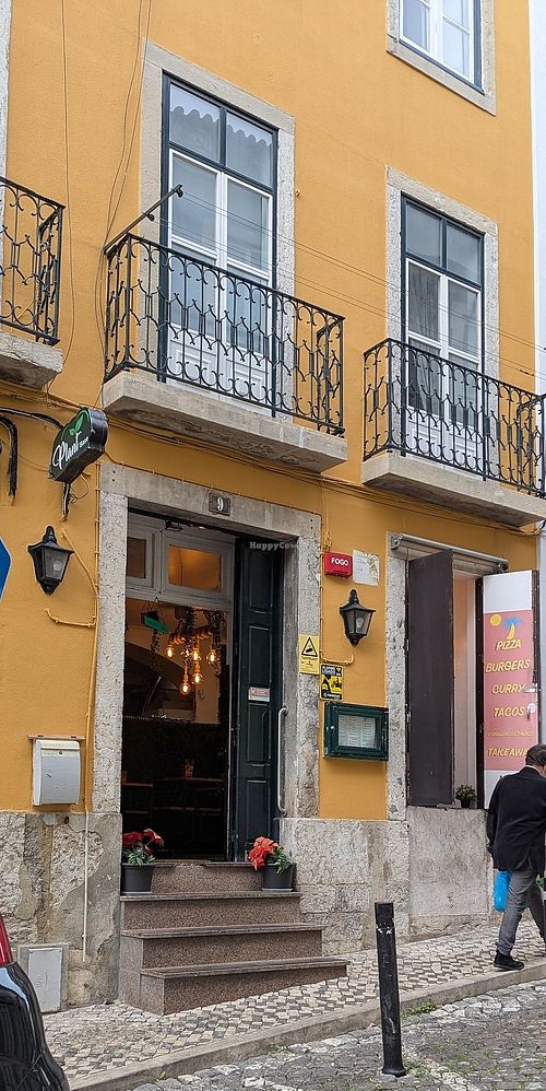 Small sign outside, and up a few steps at Plant Base in Lisbon