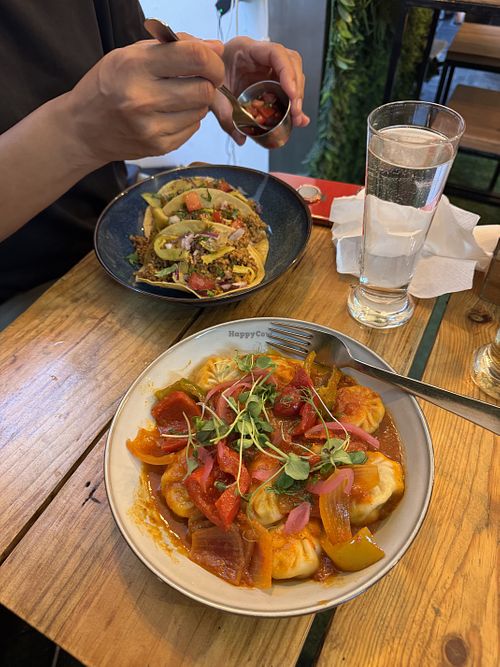 Tacos and momos  at Plant Base in Lisbon