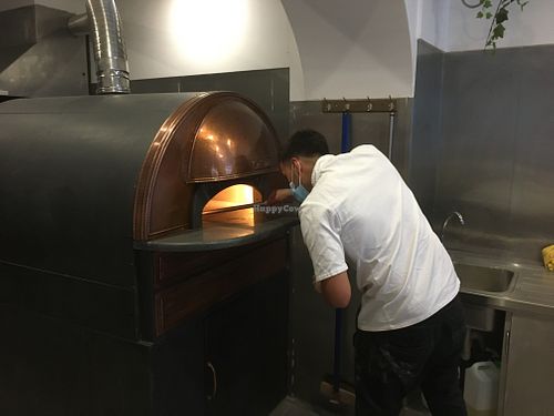 Pizza in the making at Plant Base in Lisbon