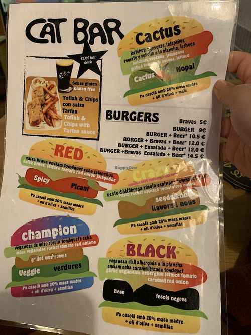 Menu at Cat Bar in Barcelona