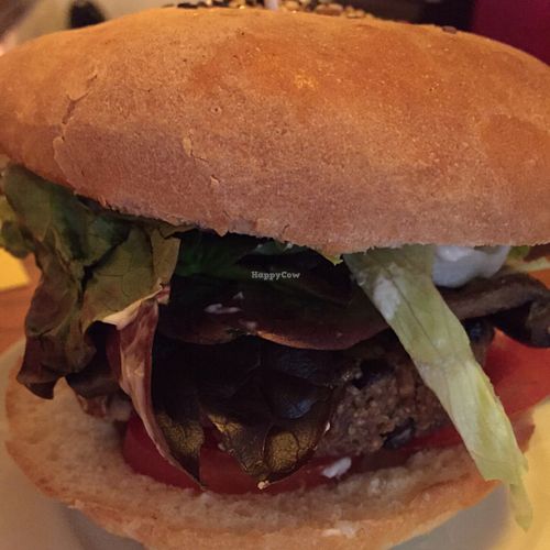 delicious black cat bean burger at Cat Bar in Barcelona