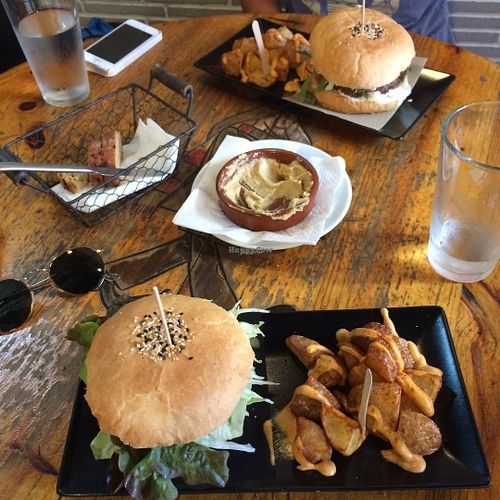 Black cat and mushroom burgers at Cat Bar in Barcelona