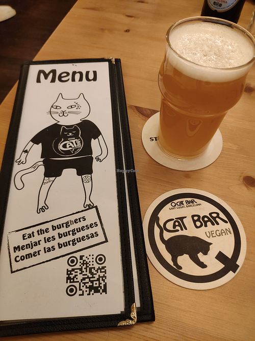 Menu, coaster and IPA at Cat Bar in Barcelona
