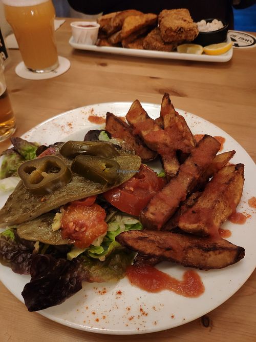 Fried cactus and chips at Cat Bar in Barcelona