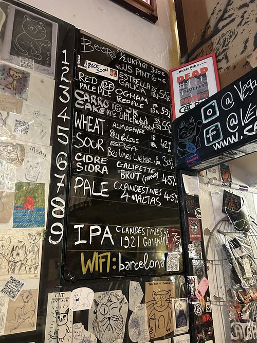Beer list   at Cat Bar in Barcelona