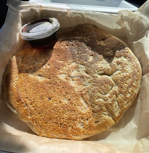 You can see (beyond the shadow) the burnt area of this pancake   at Hard Times Cafe in Minneapolis