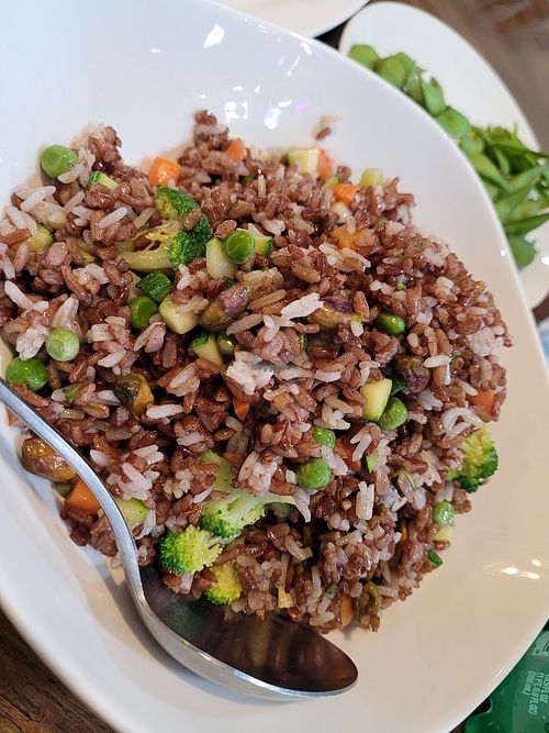 Pistachio fried red rice at Veggie House  in Chicago