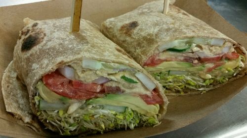 vegan hummus wrap at Farmers Market Store & Deli Cafe in Lahaina