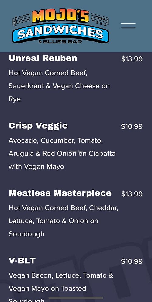 Menu (online) at Mojo's Sandwiches in Huntington Beach