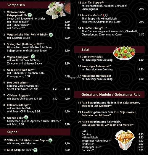 Speisekarte at HotCook in Oberhausen