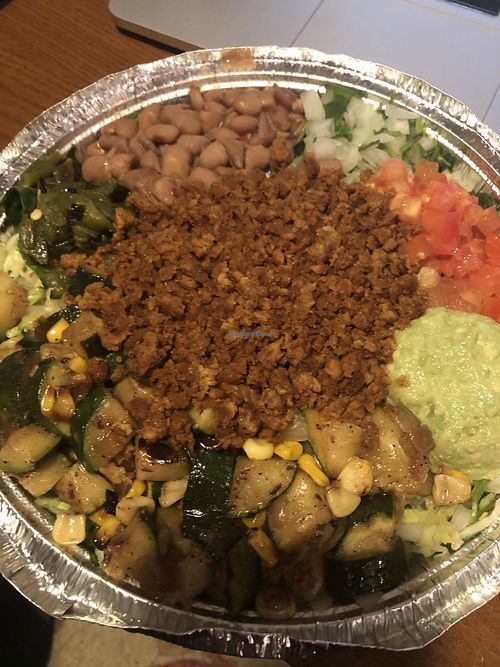 Delicious 303 Bowl with vegan beef at The Fork n' Frijole in Louisville