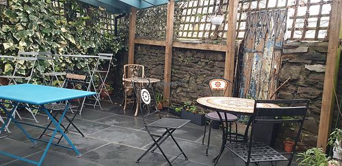 Outdoor seating at the back. at The Green Kitchen in Newport