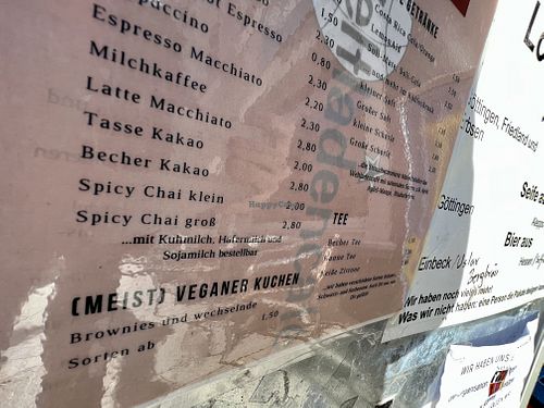 menu  at Weltladen Cafè in Gottingen