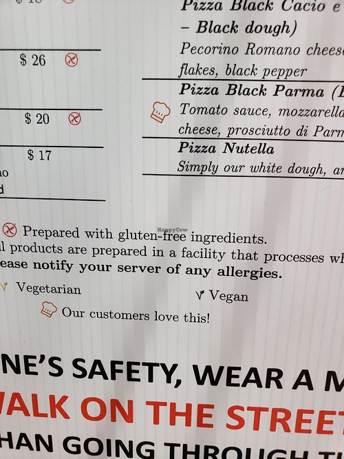 Veg and vegan options clearly marked. at Oppi'z in Santa Barbara