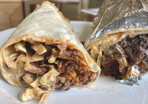 Big Birria Biif Burrito (rotating special) at Hella Nuts in Oakland