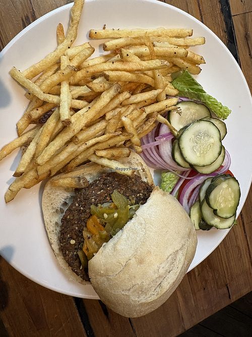 Albuquerque burger no cheese, subbed bun  at Cooper's on the Creek in Georgetown