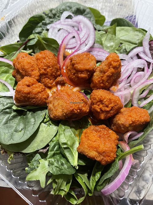 Buffalo Chkn Salad was very good. Large enough to share  at Royally Baked in St Peters