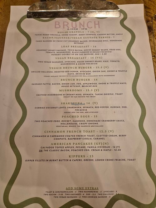 Menu, Dec 2025 at Loaf in Wells