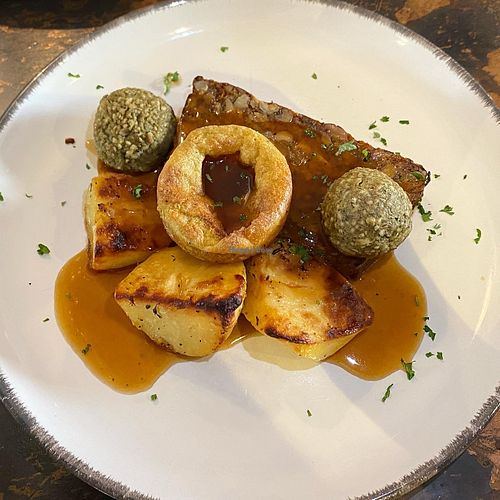 Vegan Nut Roast with a vegan yorkshire pudding! at The Tavern on St John's in Bury St Edmunds