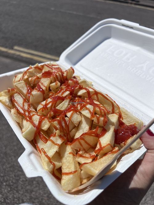 chippies and ketchupp  at French's Fish Shop in Wells-next-the-sea