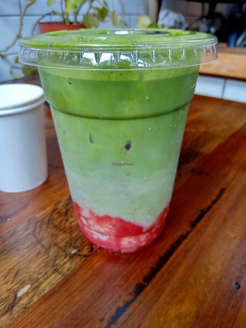 Strawberry matcha (July 2025) at Phinista Cafe in Boston