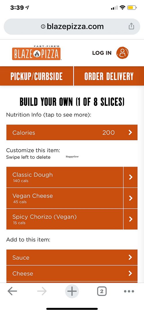 Calories listed 😀 at Blaze Pizza in Trinity