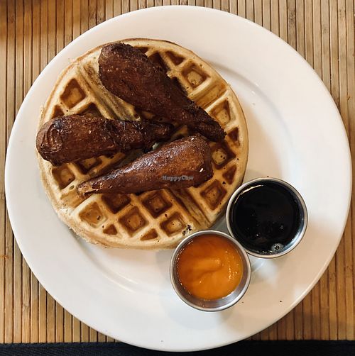 Vegan chick’n and waffles at ZED Eats And Drinks in Brooklyn
