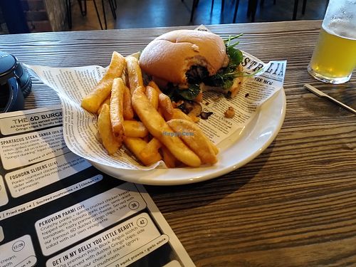 Mushroom burger made vegan at Six Degrees in Albany
