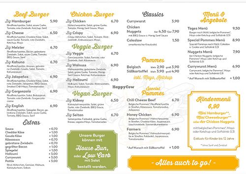 Menu at Big Burgester in Dresden