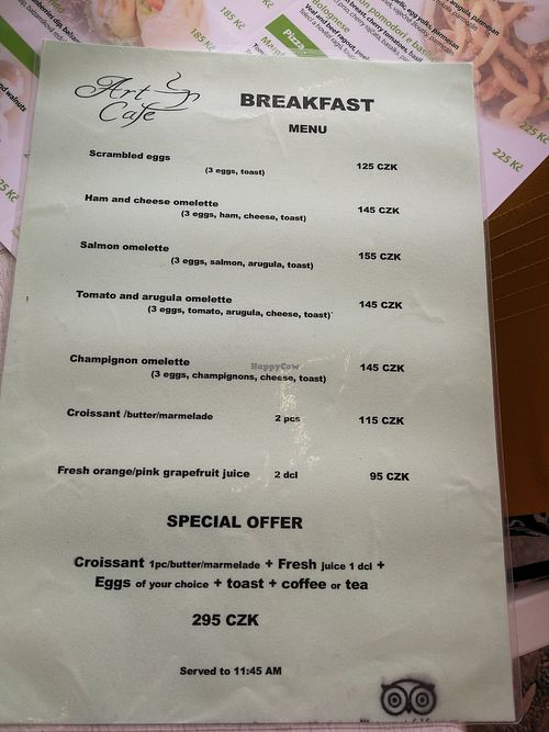 Breakfast till 11:45 at Art Cafe in Prague