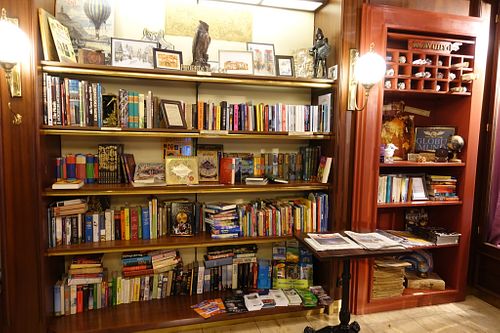 One of the many shelves full of books at Phoenix Book Café in Klagenfurt