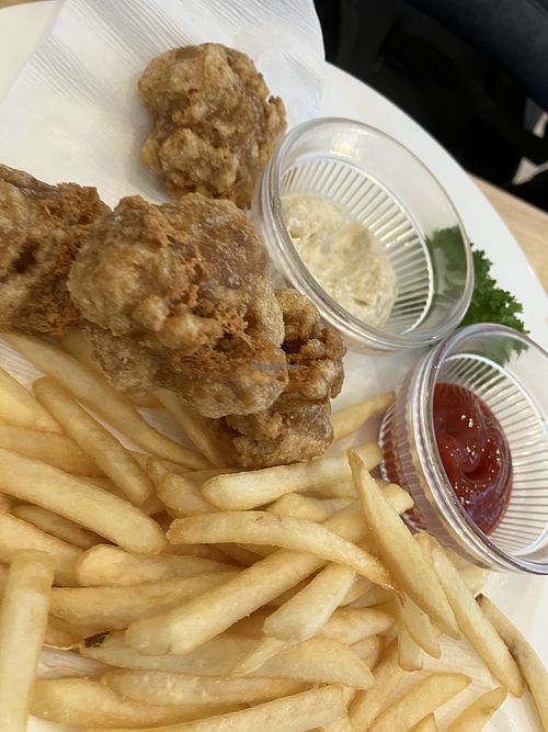 Tofu fritters and friess  at KOMEDA is in Tokyo