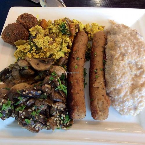 Plate selected from vegan buffet at Wise Cicada Wholefood Cafe in Auckland