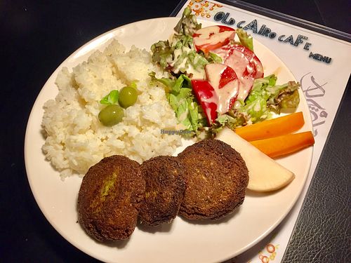 Falafel plate at Old Cairo Cafe in Osaka