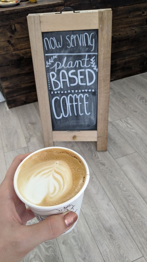 Takeaway oat latte at Greengage Tree in Luton