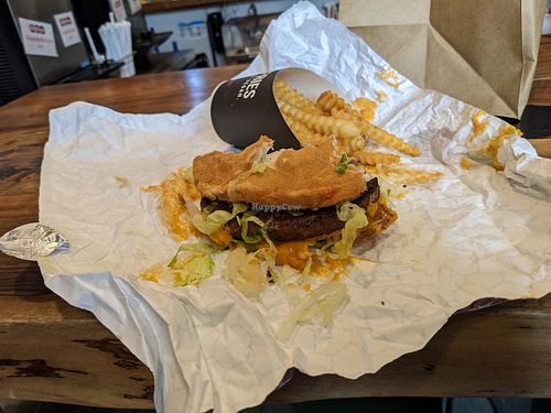 Fussy hussy with fries at Slutty Vegan in Jonesboro