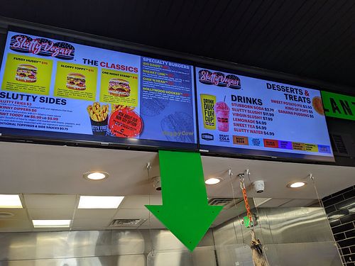 Menu board at Slutty Vegan in Jonesboro