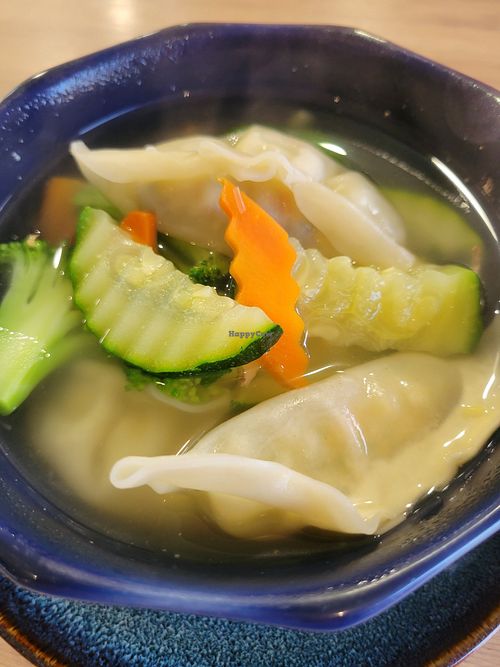 Dumpling soup at Loving Hut in Reykjavik